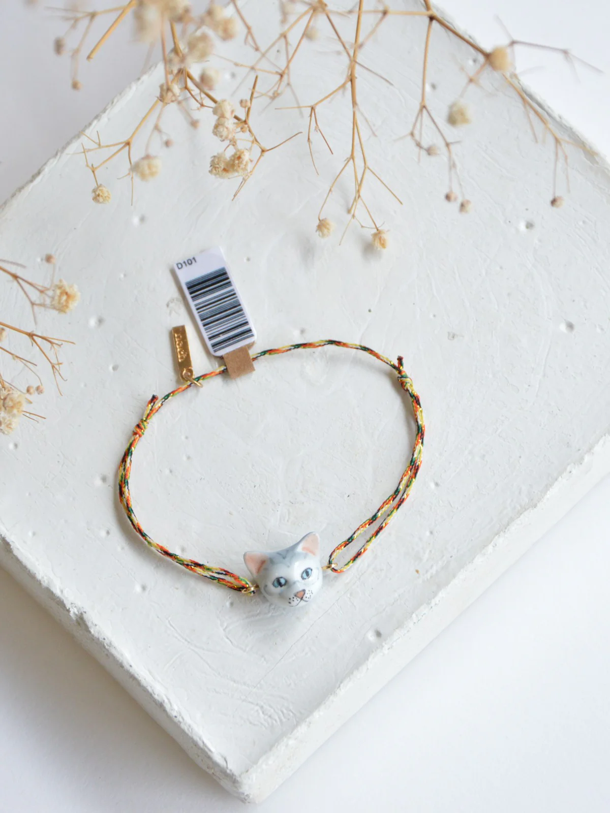 Bracelet cordon multicolore chat tabby - Image 3