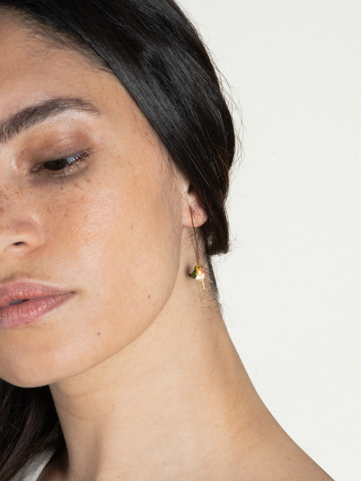 Créoles triangle rouge-gorge - Image 3