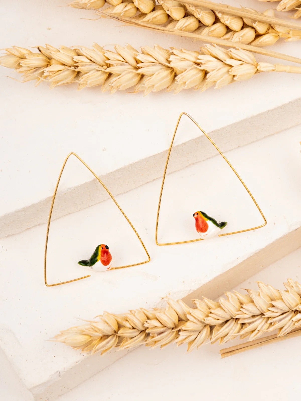 Créoles triangle rouge-gorge - Image 4