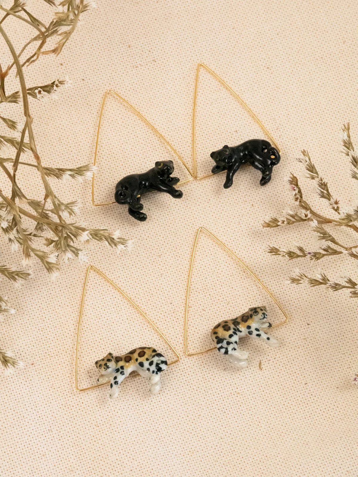 Créoles triangle léopard - Image 3