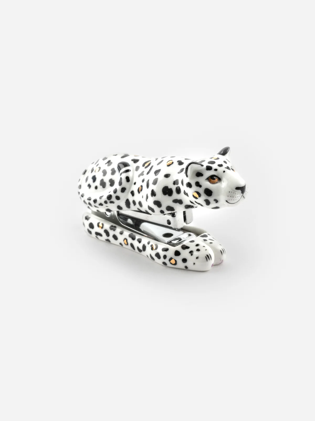 Agrafeuse léopard blanc et doré - Image 3