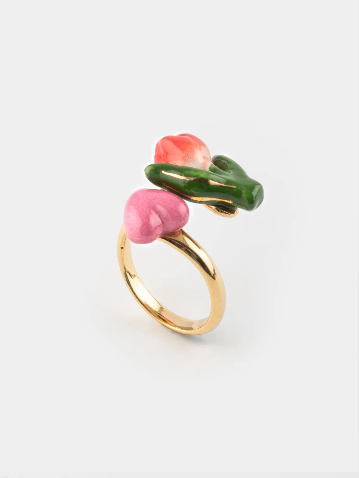 Bague Tulipe rouge et cœur - Image 3
