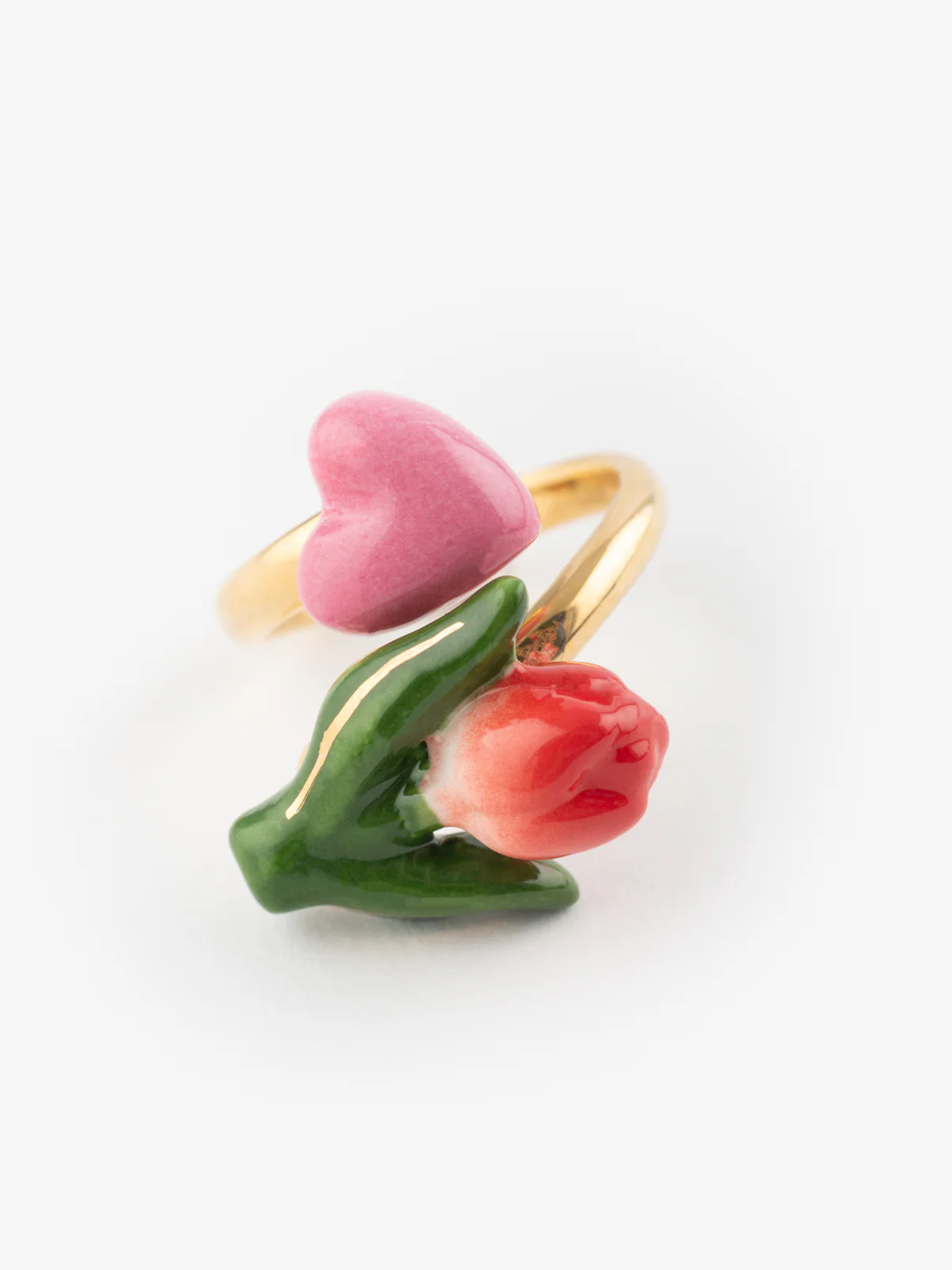 Bague Tulipe rouge et cœur - Image 4