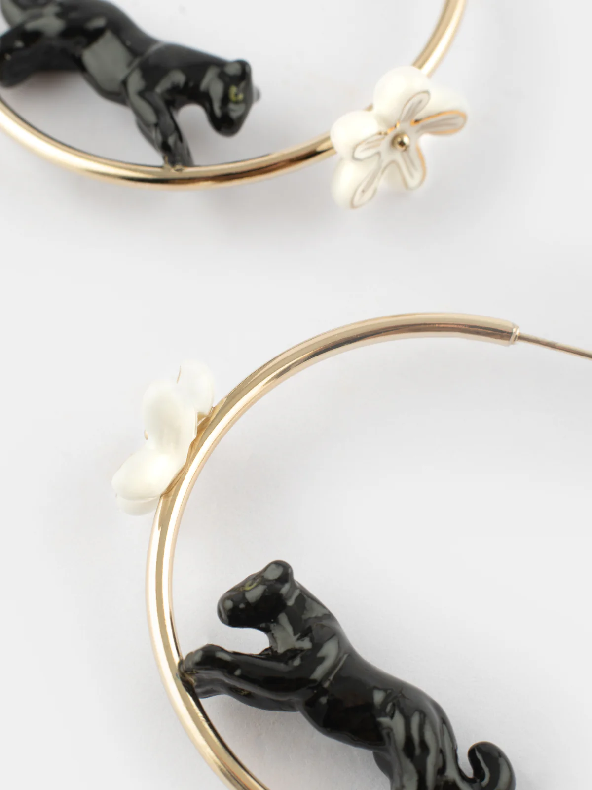 Créoles rondes panthère et fleur - Image 4