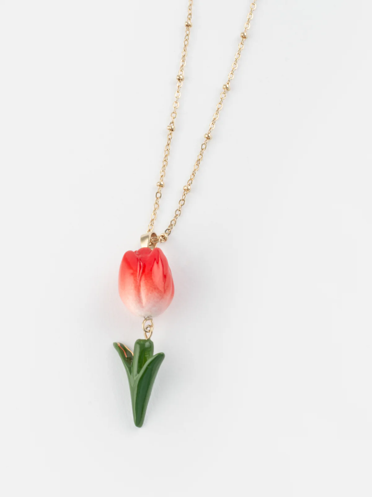 Long collier Tulipe rouge - Image 6