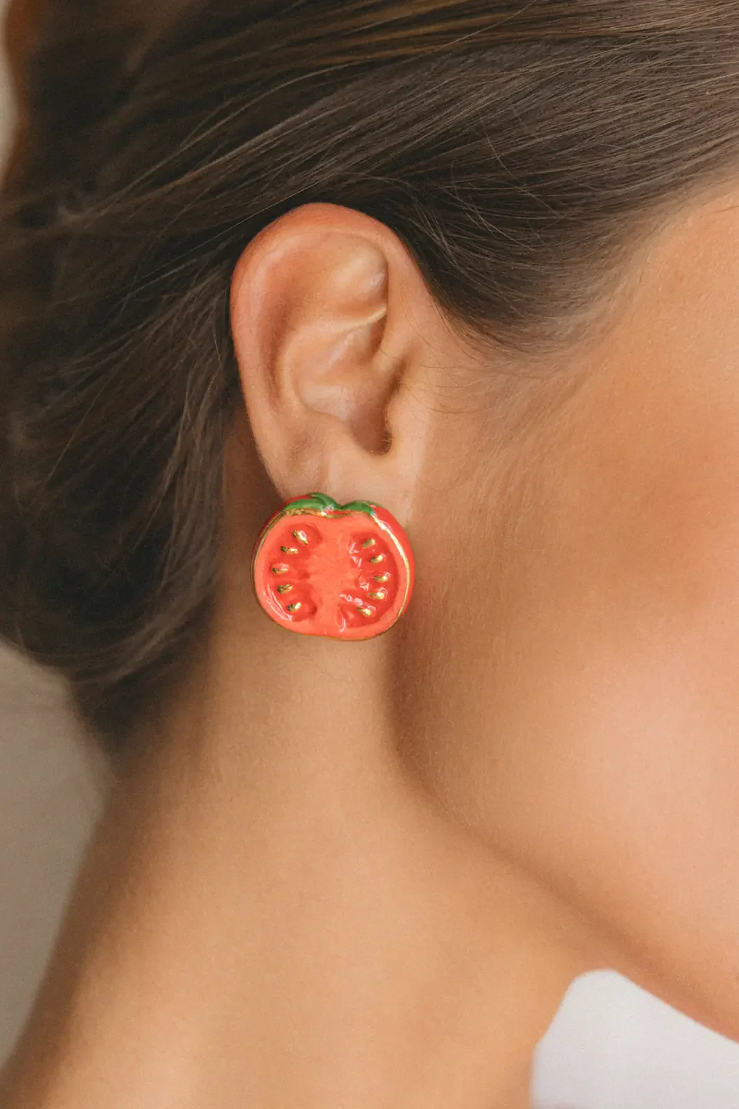 Boucles d'oreilles puces -  Maxi tomate - Image 3