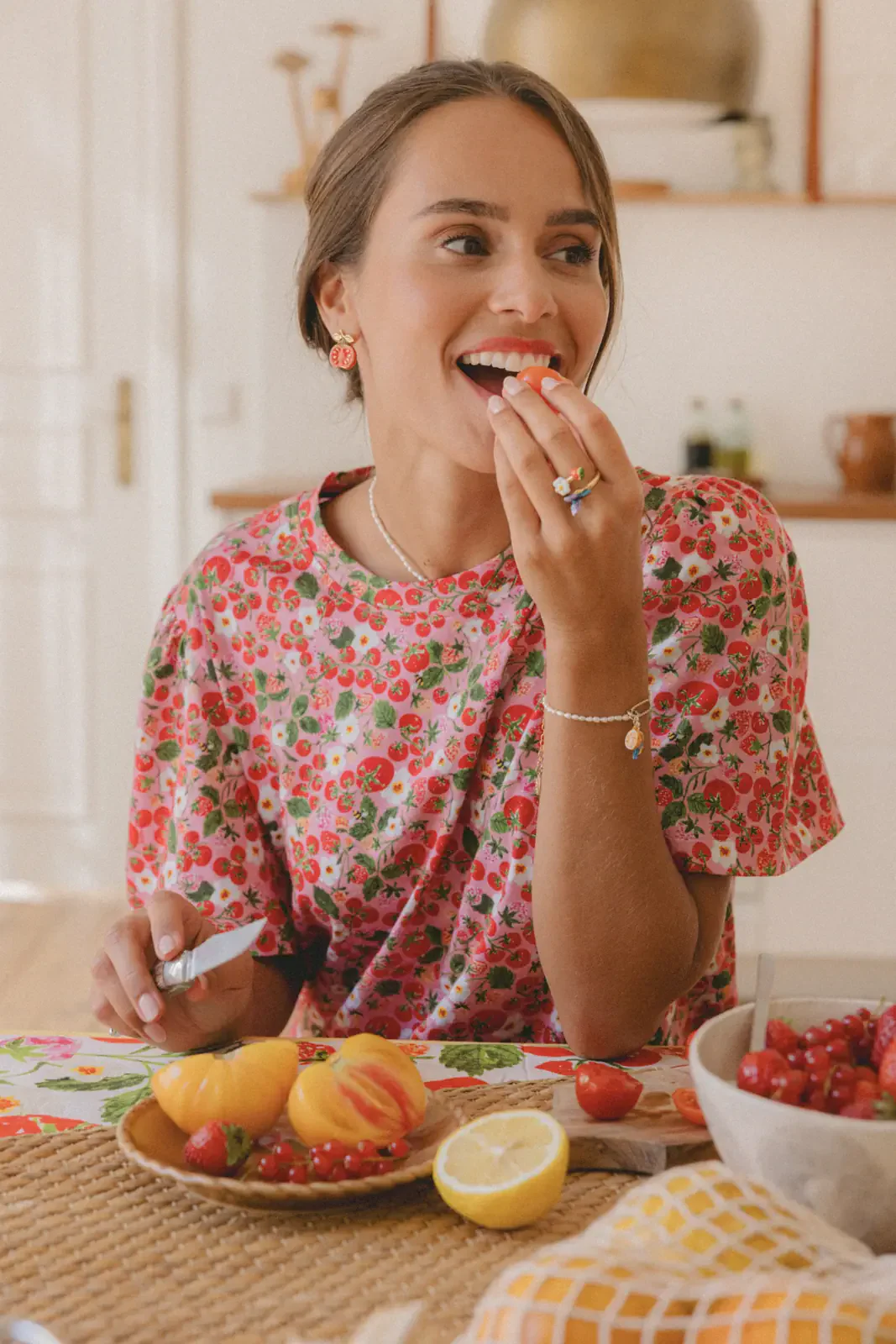 Boucles d'oreilles puces - tomate - Image 3